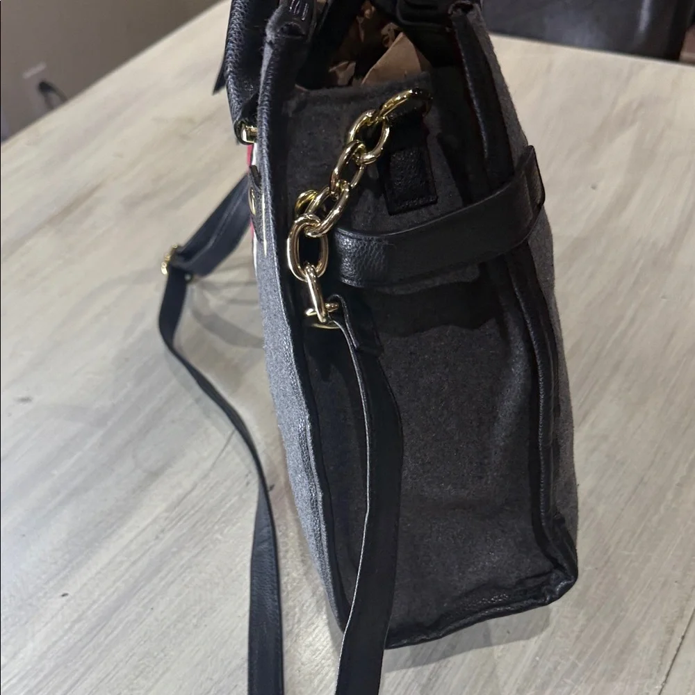 Source Unknown Gray Satchel/Crossbody with Bold Red Accent